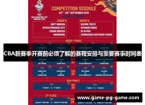CBA新赛季开赛前必须了解的赛程安排与重要赛事时间表 CBA新赛季开赛前必须了解的赛程安排与重要赛事时间表